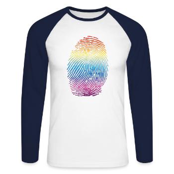 Gay Rainbow LGBT Pride - T-shirt baseball manches longues Homme - blanc/marine - Devant - Nik (191cm)
