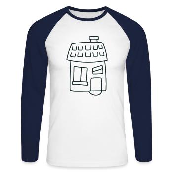 Cozy cute irregular house - Unisex Long Sleeve Baseball T-Shirt - white/navy - Front - Nik (191cm)