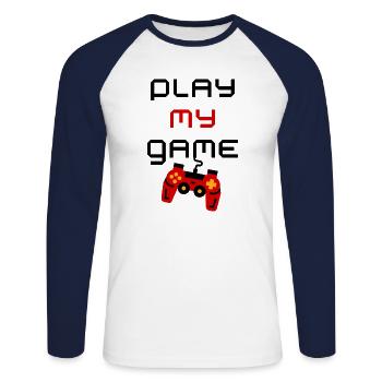 Jeu - T-shirt baseball manches longues Homme - blanc/marine - Devant - Nik (191cm)