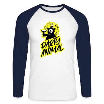 Party!!! - Unisex Baseballshirt langarm - Weiß/Navy - Vorne - Nik (191cm)