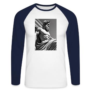 Zeus IV - Unisex Long Sleeve Baseball T-Shirt - white/navy - Front - Nik (191cm)