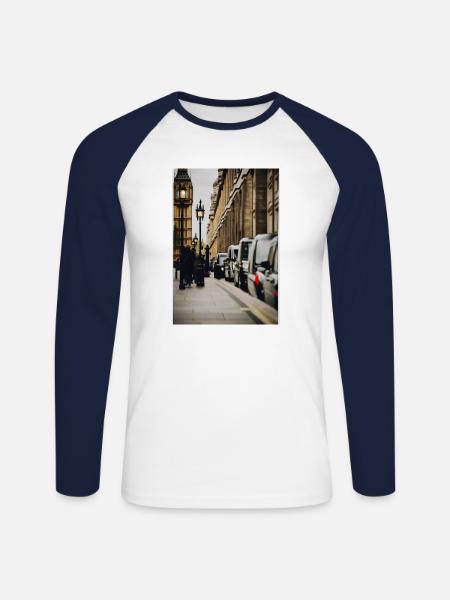 London Street Life I - Unisex Long Sleeve Baseball T-Shirt - white/navy