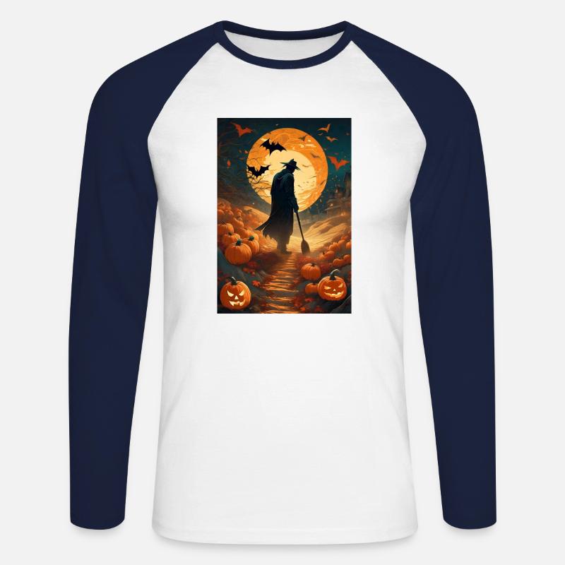 Lebende Vogelscheuche - Unisex Baseballshirt langarm - Weiß/Navy