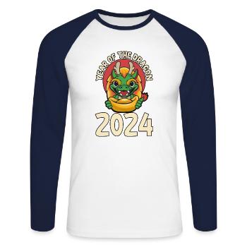 Cadeau du Nouvel An chinois Dragon Chine Asiatique I - T-shirt baseball manches longues Homme - blanc/marine - Devant - Nik (191cm)