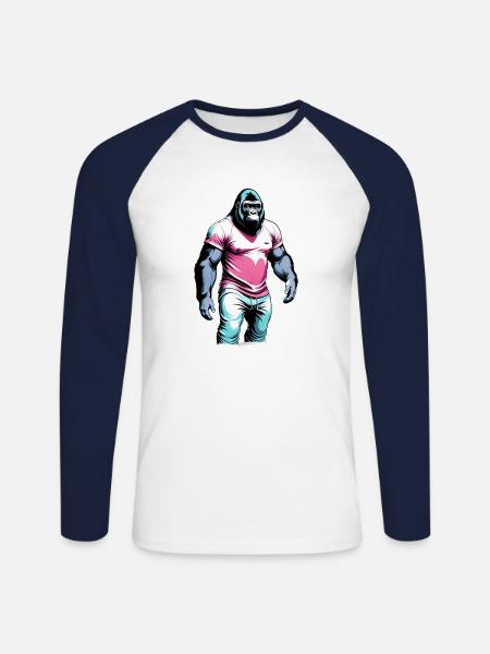 Cooler Gorilla - Unisex Baseballshirt langarm - Weiß/Navy