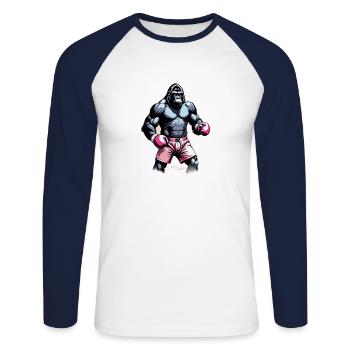 Boxing Gorilla Boxer - Unisex Long Sleeve Baseball T-Shirt - white/navy - Front - Nik (191cm)