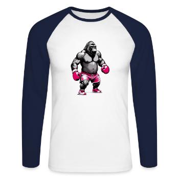 Boxing Gorilla Boxer - Unisex Long Sleeve Baseball T-Shirt - white/navy - Front - Nik (191cm)