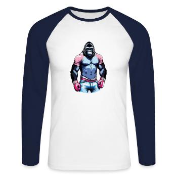 Boxing Gorilla Boxer - Unisex Long Sleeve Baseball T-Shirt - white/navy - Front - Nik (191cm)