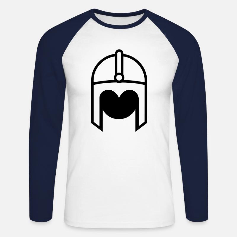 Wikingerhelm Krieger - Unisex Baseballshirt langarm - Weiß/Navy