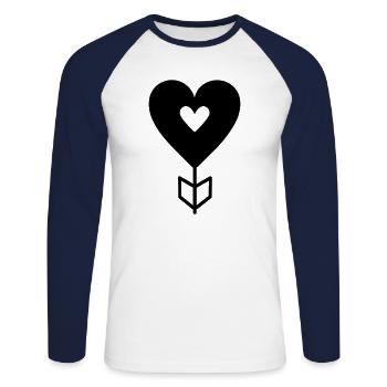 Flèche coeur - T-shirt baseball manches longues Homme - blanc/marine - Devant - Nik (191cm)