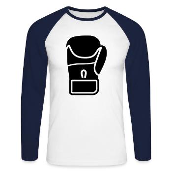 gant de boxe - T-shirt baseball manches longues Homme - blanc/marine - Devant - Nik (191cm)