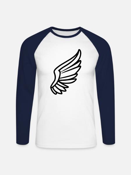 Ailes d'ange - T-shirt baseball manches longues Homme - blanc/marine