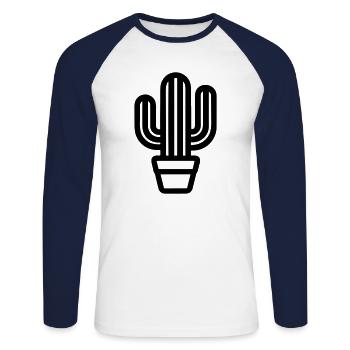 Cactus - Unisex Long Sleeve Baseball T-Shirt - white/navy - Front - Nik (191cm)