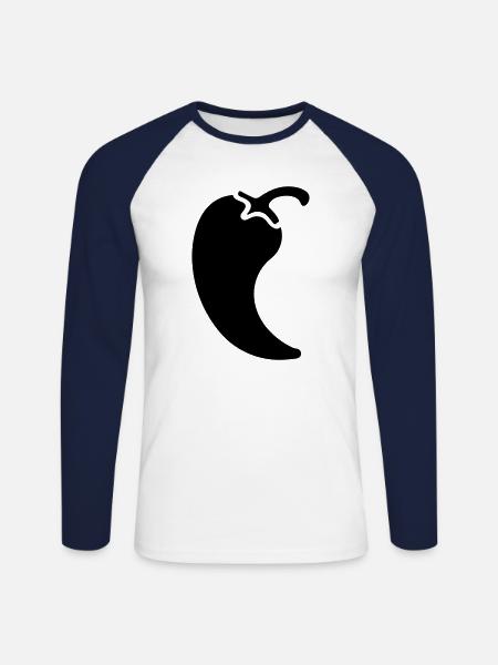 chili pepper - Unisex Long Sleeve Baseball T-Shirt - white/navy
