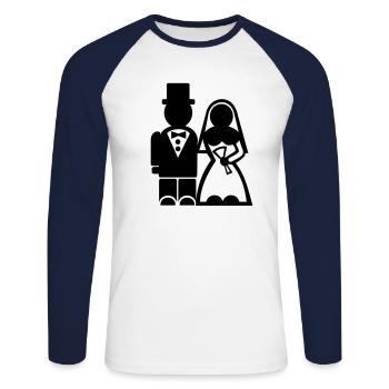 Bachelor Party - Wedding - Unisex Long Sleeve Baseball T-Shirt - white/navy - Front - Nik (191cm)