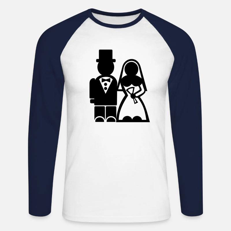 Junggesellenabschied - Hochzeit - Unisex Baseballshirt langarm - Weiß/Navy