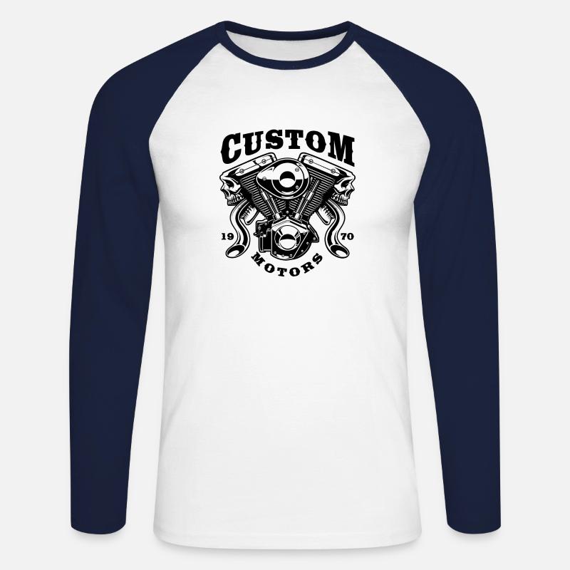 monster engine - Unisex Baseballshirt langarm - Weiß/Navy