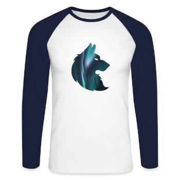 Aurora der Wolf - Unisex Baseballshirt langarm - Weiß/Navy - Vorne - Nik (191cm)