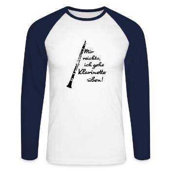 Mir reichts, ich gehe Klarinette üben! - Unisex Baseballshirt langarm - Weiß/Navy - Vorne - Nik (191cm)