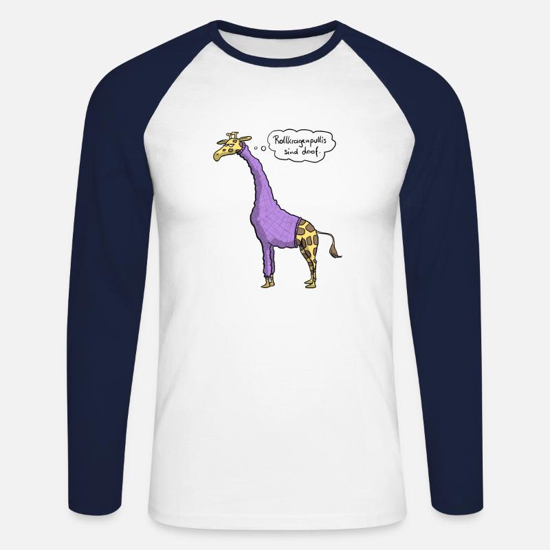Giraffe Rollkragenpulli - Unisex Baseballshirt langarm - Weiß/Navy