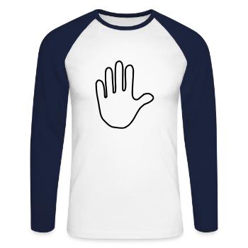 Emoji Hand Sketch black - Unisex Long Sleeve Baseball T-Shirt - white/navy - Front - Nik (191cm)