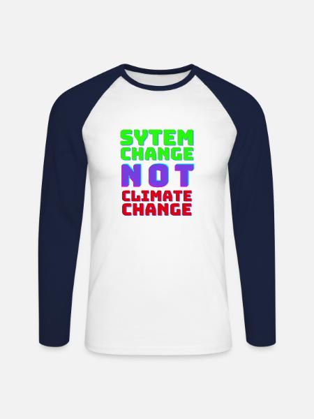 System Change not Climate Change - Unisex Baseballshirt langarm - Weiß/Navy