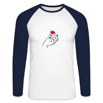 Hand heart - Unisex Long Sleeve Baseball T-Shirt - white/navy - Front - Nik (191cm)