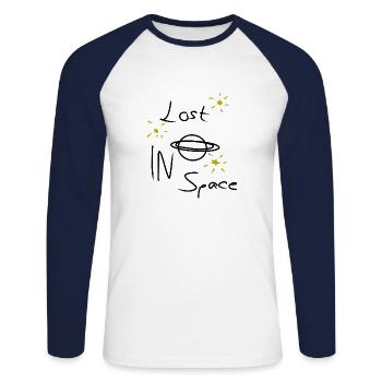 Lost in Space - T-shirt baseball manches longues Homme - blanc/marine - Devant - Nik (191cm)