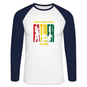 Ghana Ghanaian Father Dad Daddy Son I Gift - Unisex Long Sleeve Baseball T-Shirt - white/navy - Front - Nik (191cm)
