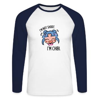 Chibi drôle - T-shirt baseball manches longues Homme - blanc/marine - Devant - Nik (191cm)