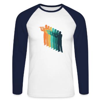 flûte rétro - T-shirt baseball manches longues Homme - blanc/marine - Devant - Nik (191cm)