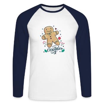 Christmas Cookie.Merry Christmas. - Unisex Long Sleeve Baseball T-Shirt - white/navy - Front - Nik (191cm)