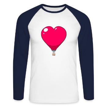 Vol en montgolfière Sky I Gift - T-shirt baseball manches longues Homme - blanc/marine - Devant - Nik (191cm)