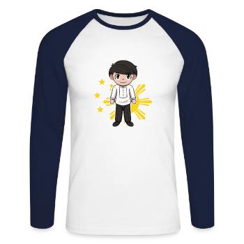 Philippinen Filipino Flagge Stolz I Geschenk - Unisex Baseballshirt langarm - Weiß/Navy - Vorne - Nik (191cm)