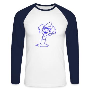 Palme Weihnachtsmann Weihnachten Sonnenbrille Cool - Unisex Baseballshirt langarm - Weiß/Navy - Vorne - Nik (191cm)
