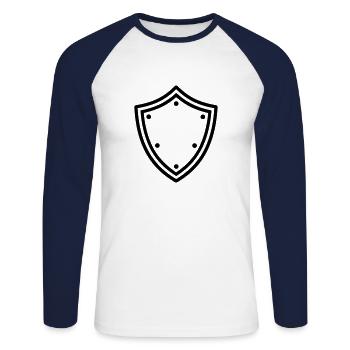 shield - Unisex Long Sleeve Baseball T-Shirt - white/navy - Front - Nik (191cm)