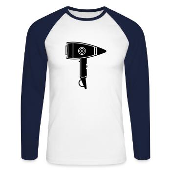 Seche cheveux - T-shirt baseball manches longues Homme - blanc/marine - Devant - Nik (191cm)