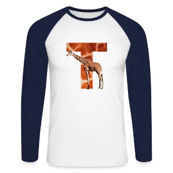 girafe t - T-shirt baseball manches longues Homme - blanc/marine - Devant - Nik (191cm)