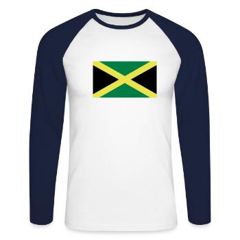 Jamaïque - T-shirt baseball manches longues Homme - blanc/marine - Devant - Nik (191cm)
