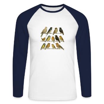 Bird Watcher Bird Lover - Unisex Long Sleeve Baseball T-Shirt - white/navy - Front - Nik (191cm)