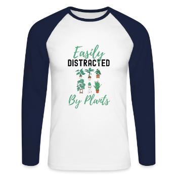 Plantes - T-shirt baseball manches longues Homme - blanc/marine - Devant - Nik (191cm)