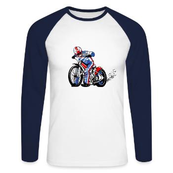 Speedway - Unisex Long Sleeve Baseball T-Shirt - white/navy - Front - Nik (191cm)