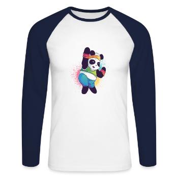Activité mignonne PANDA - T-shirt baseball manches longues Homme - blanc/marine - Devant - Nik (191cm)