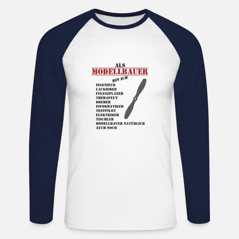 Modellbauer - Unisex Baseballshirt langarm - Weiß/Navy