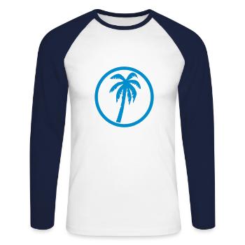 Palme - Unisex Baseballshirt langarm - Weiß/Navy - Vorne - Nik (191cm)