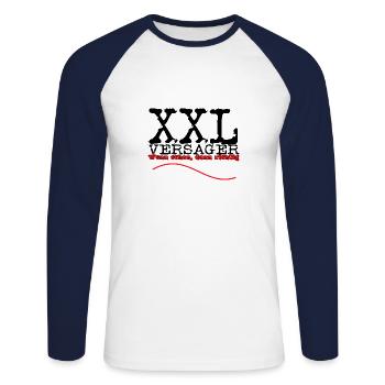 xxl versager schwarz - Unisex Baseballshirt langarm - Weiß/Navy - Vorne - Nik (191cm)