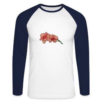 Rosa Orchidee - Unisex Baseballshirt langarm - Weiß/Navy - Vorne - Nik (191cm)
