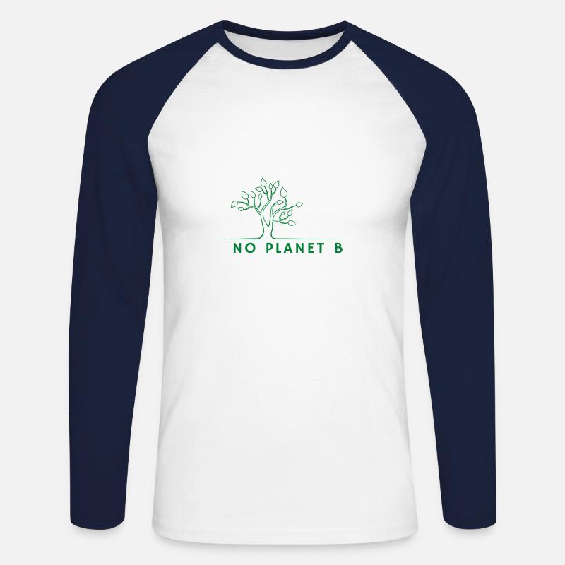 No Planet B - Umweltschutz - Unisex Baseballshirt langarm - Weiß/Navy