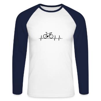 Road Bike Bicycle Heartbeat Heartbeat Pulse Black - Unisex Long Sleeve Baseball T-Shirt - white/navy - Front - Nik (191cm)