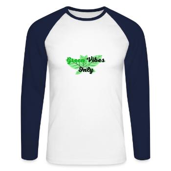 Green Vibes - T-shirt baseball manches longues Homme - blanc/marine - Devant - Nik (191cm)